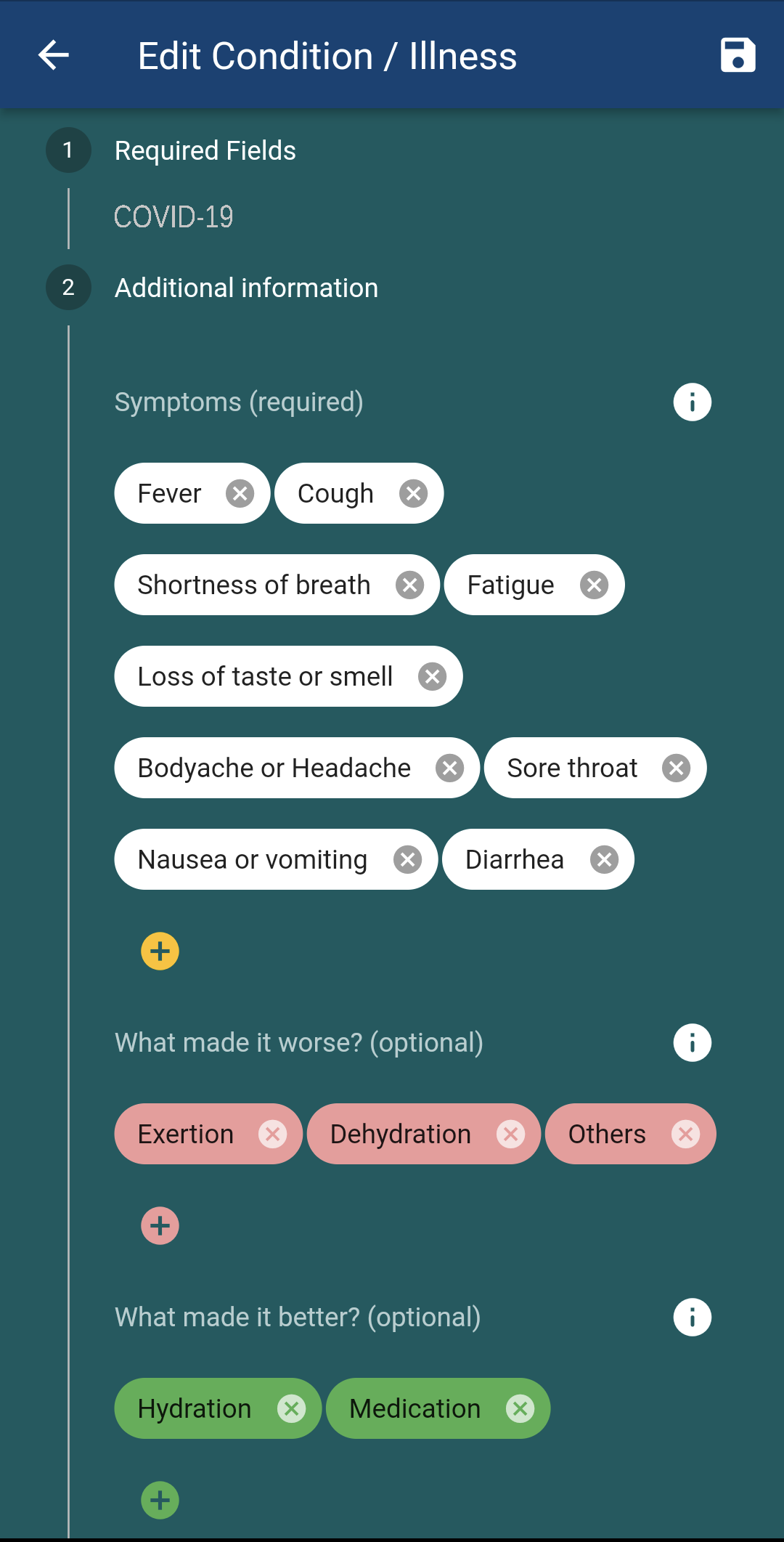 Conditions Screen
