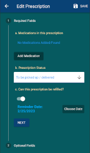 Add prescription & medications